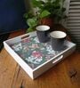 Vintage Gren & White Wood Serving Tray