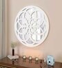 Vintage Mandala Design Wooden Decorative Wall Mirror White Finish