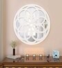 Vintage Mandala Design Wooden Decorative Wall Mirror White Finish