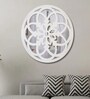 Vintage Mandala Design Wooden Decorative Wall Mirror White Finish