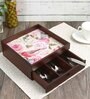Vintage Roses & Birds Brown MDF Wood Cutlery Holder