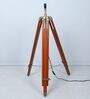 Vintage Tripod Brown Mango Wood Base Floor Lamps Carnation Print Satin Shade