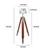 Vintage Tripod Brown Mango Wood Base Floor Lamps English Oak Print Satin Shade