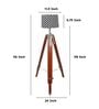 Vintage Tripod Brown Mango Wood Base Floor Lamps Geometric Print Satin Shade