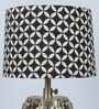 Vintage Tripod Brown Mango Wood Base Floor Lamps Geometric Print Satin Shade