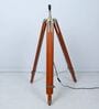Vintage Tripod Brown Mango Wood Base Floor Lamps Off White Cotton Shade