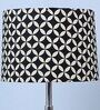 Vintage Tripod Black Mango Wood Base Floor Lamps Geometric Print Satin Shade