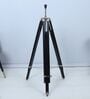 Vintage Tripod Black Mango Wood Base Floor Lamps Ikkat Print Satin Shade