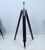 Vintage Tripod Black Mango Wood Base Floor Lamps Off White Cotton Shade