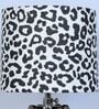 Vintage Tripod Black Mangowood Table Lamp With Leopard Print Satin Shade