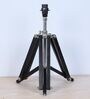 Vintage Tripod Black Mangowood Table Lamp With Leopard Print Satin Shade