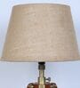 Vintage Tripod Brown Mangowood Table Lamp With Beige Jute Shade