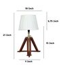Vintage Tripod Brown Mangowood Table Lamp With Off White Satin Shade