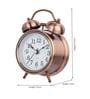 Vintage Twin Bell Analog Display Table Alarm Clock with Backlight -copper