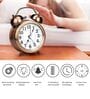 Vintage Twin Bell Analog Display Table Alarm Clock with Backlight -copper