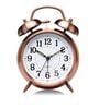 Vintage Twin Bell Analog Display Table Alarm Clock with Backlight -copper