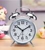 Vintage Twin Bell Analog Display Table Alarm Clock with Backlight -Silver