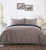 Blue Solid 100% Cotton Double Bed Duvet Cover With 2 Pillow Covers