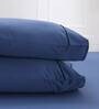 Blue Solid 300 TC 100% Cotton Single Bed Sized Bed Sheets With 1 Pillow Cover