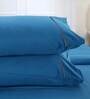 Blue Solid 300 TC 100% Cotton Single Bed Sized Bed Sheets With 1 Pillow Cover