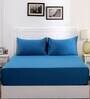 Blue Solid 300 TC 100% Cotton Single Bed Sized Bed Sheets With 1 Pillow Cover