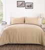 Brown Solid 100% Cotton Double Bed Duvet Cover With 2 Pillow Covers