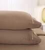 Brown Solid 300 TC 100% Cotton Single Bed Sized Bed Sheets With 1 Pillow Cover