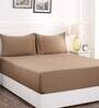 Brown Solid 300 TC 100% Cotton Single Bed Sized Bed Sheets With 1 Pillow Cover