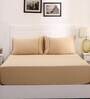 Gold Solid 300 TC 100% Cotton Single Bed Sized Bed Sheets With 1 Pillow Cover