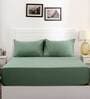 Green Solid 300 TC 100% Cotton Single Bed Sized Bed Sheets With 1 Pillow Cover