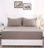 Grey Solid 300 TC 100% Cotton Single Bed Sized Bed Sheets With 1 Pillow Cover
