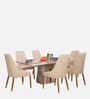 Viola Marble Top 6 Seater Dining Set In Beige Colour