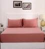 Pink Solid 300 TC 100% Cotton Single Bed Sized Bed Sheets With 1 Pillow Cover