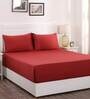 Red Solid 300 TC 100% Cotton Single Bed Sized Bed Sheets With 1 Pillow Cover