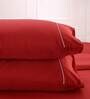 Red Solid 300 TC 100% Cotton Single Bed Sized Bed Sheets With 1 Pillow Cover