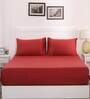 Red Solid 300 TC 100% Cotton Single Bed Sized Bed Sheets With 1 Pillow Cover