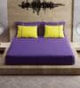 Violet Solid 144 TC Cotton King Sized Bed Sheets with 4 Pillow Covers