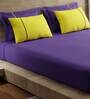 Violet Solid 144 TC Cotton King Sized Bed Sheets with 4 Pillow Covers