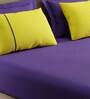 Violet Solid 144 TC Cotton King Sized Bed Sheets with 4 Pillow Covers
