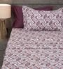 Violet Contemporary Ikat Pattern 210 TC 100% Cotton Superking Bedsheet with 2 Pillow Covers