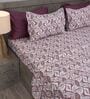 Violet Contemporary Ikat Pattern 210 TC 100% Cotton Superking Bedsheet with 2 Pillow Covers