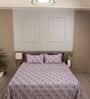 Violet Contemporary Ikat Pattern 210 TC 100% Cotton Superking Bedsheet with 2 Pillow Covers