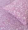 Violet Floral 144 TC Cotton Single Bedsheet with 1 Pillow Cover