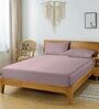Violet Glace Cotton Solid Elastic Fitted King Bedsheet With 2 Pillow Covers