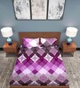 Purple Ethnic Motif 186 TC Cotton Double Sized Bedsheet With 2 Pillow Covers