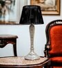 Viraag Iron Silver Table Lamp with Woven Rope Black Shade