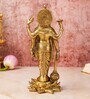 Vishnu Narayann Holding Gada On Lotus Brass Religious Idol