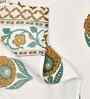 Vista White Madhuban Floral Waffle Cotton 250 GSM Bath & Hand Towel Set