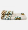 Vista White Madhuban Floral Waffle Cotton 250 GSM Bath & Hand Towel Set