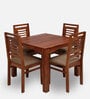 Vita Solid Wood 4 Seater Dining Set in Light Walnut Finish